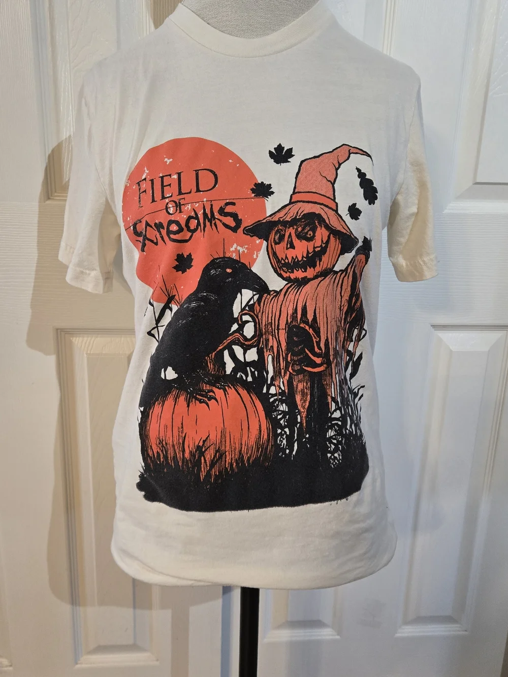 Bella Canvas White Tee with Orange and Black Halloween Graphic